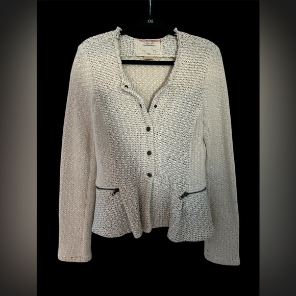 Cartonnier | Anthroplogie Knit Peplum Snap Jacket​​​ - Picture 1 of 7